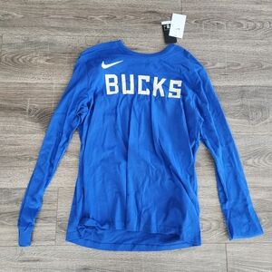 Nike Bucks Blue Long Sleeve Milwaukee Tee Mens XXL